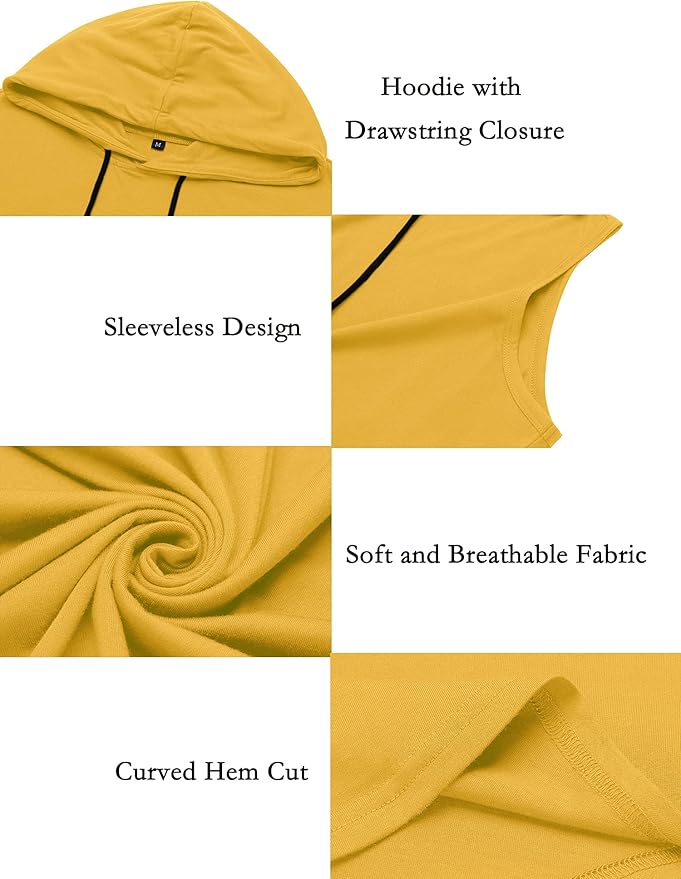 Babioboa Men's Workout Hooded Tank Tops Sleeveless Gym Hoodies Bodybuilding Muscle Shirts