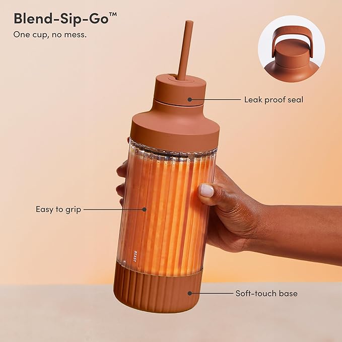 Beast Mighty 850 Plus | Premium Compact Personal Blender | Smoothies, Shakes, Dressings, Sauces | Blends Ice and Frozen Fruit | New XL Vessel | Extra Vessels, Lids and Straws | 850W (Terra)