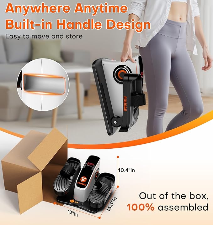 Under Desk Elliptical Machine, Ellipse Leg Exerciser with 15 Adjustable Speeds, Electric Seated Pedal Exerciser Leg Exerciser While Sitting for Seniors with LED Monitor Touch Remote Controls for Home