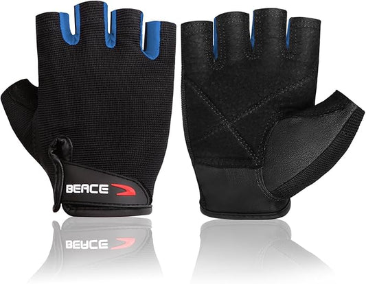 BEACE Weight Lifting Gym Gloves with Anti-Slip Leather Palm for Workout Exercise Training Fitness and Bodybuilding for Men & Women