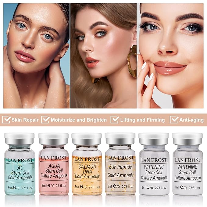 BB Glow Starter Kit Hyaluronic Acid Serum Foundation Skincare Mix Kit 0.27oz Hyaluronic Acid Ampoule and Essence Foundation 12 Vials Glow Pigment Skincare Kit (Multicolor)