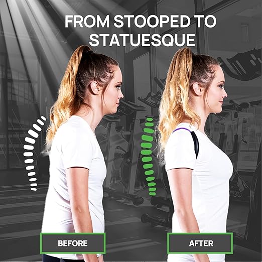 PRIMEKINETIX PostureMedic Dynamic Posture Brace for Neck and Back Support -For Enhanced Shoulder Alignment, Posture Improvement & Stretching-XL(Black)