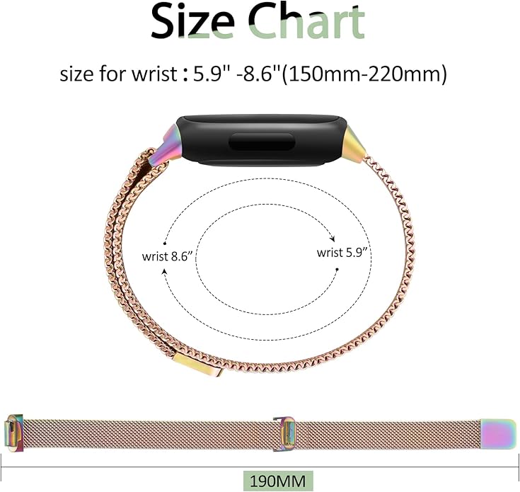 Amzpas band for Fitbit Inspire 3 Bands Women Men, Stainless Steel Mesh Loop Adjustable Magnetic Wristband Replacement Straps Compatible with Fitbit Inspire 3 Fitness Tracker