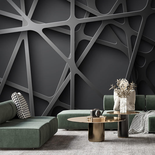 -3D Black Abstract Geometric Wallpaper Bedroom Living Room 140" x 91" (Not Peel and Stick)