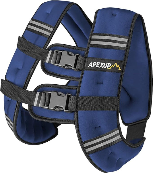 APEXUP Weighted Vest with 5lbs/10lbs/15lbs/20lbs/25lbs/30lbs Weights and Reflective Stripe, Weight Vest Men Women for Workout, Strength Training, Running