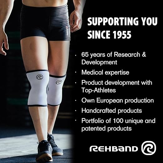 Rehband Knee Sleeve 3mm Neoprene, Lightweight Knee Brace for Endurance and Ball Sports, Unisex Compression Starter Knee-Sleeves, Breathable Running Knee Support, Colour:Black - 1 Pair, Size:X-Large
