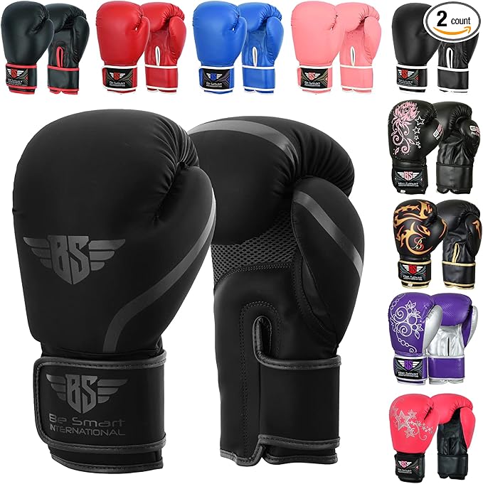 Be Smart Kids Boxing Gloves 4-12 Years 4oz 6oz Training Gloves for Children Sparring Youth Boxing Gloves Junior Training Mitts Punch PU Leather MMA Muay Thai Kick Boxing
