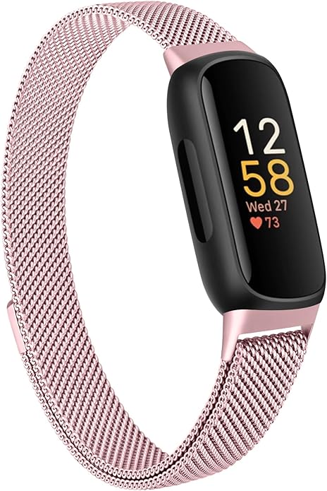 Amzpas band for Fitbit Inspire 3 Bands Women Men, Stainless Steel Mesh Loop Adjustable Magnetic Wristband Replacement Straps Compatible with Fitbit Inspire 3 Fitness Tracker