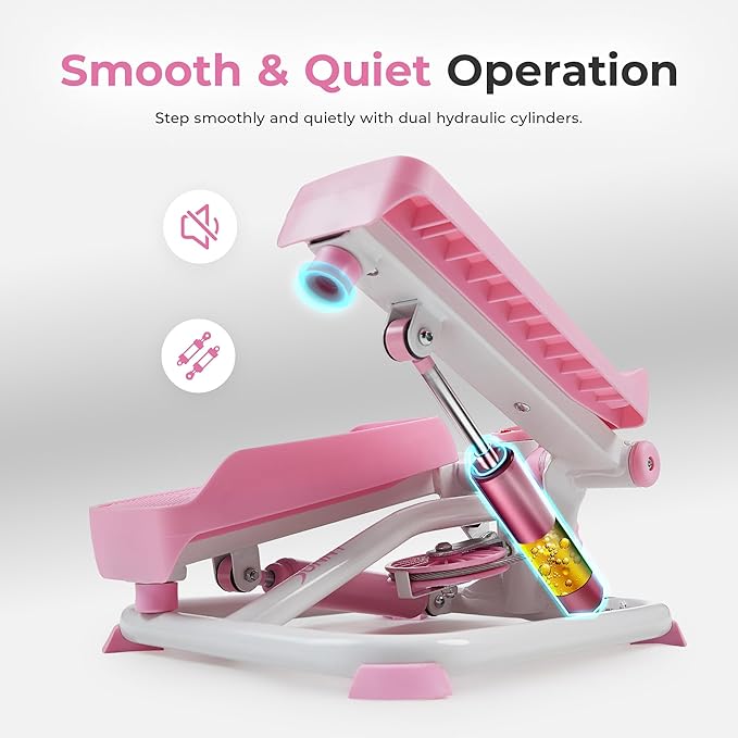 Sunny Health & Fitness Mini Stepper for Exercise at Home, Stair Step Workout Machine with Resistance Band, Fullbody Cardio, Upgraded Over 300lb Weight Capacity, Optional Free SunnyFit App Connection