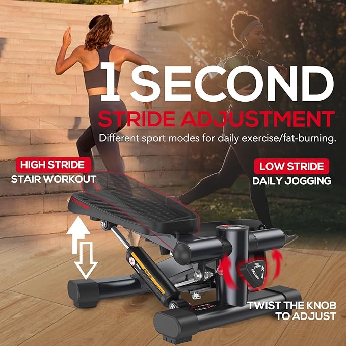KeppiFitness Steppers for Exercise at Home, Stair Stepper for Home Gym with 350LB/400LB Capacity, Mini Stepper with Resistance Bands for Cardio Full Body Workout
