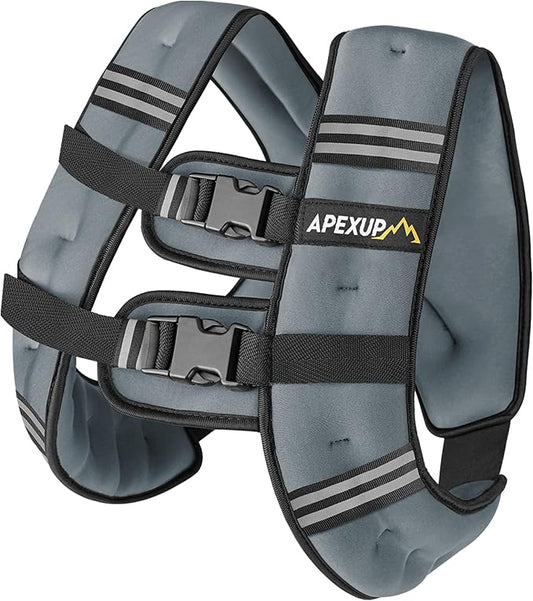 APEXUP Weighted Vest with 5lbs/10lbs/15lbs/20lbs/25lbs/30lbs Weights and Reflective Stripe, Weight Vest Men Women for Workout, Strength Training, Running