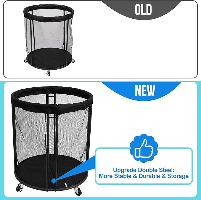 Ball Storage Bin for Garage, Balls Holder for Soccer, Basketball, Ball Cart, Rolling Basketball Rack for Outdoor, Indoor