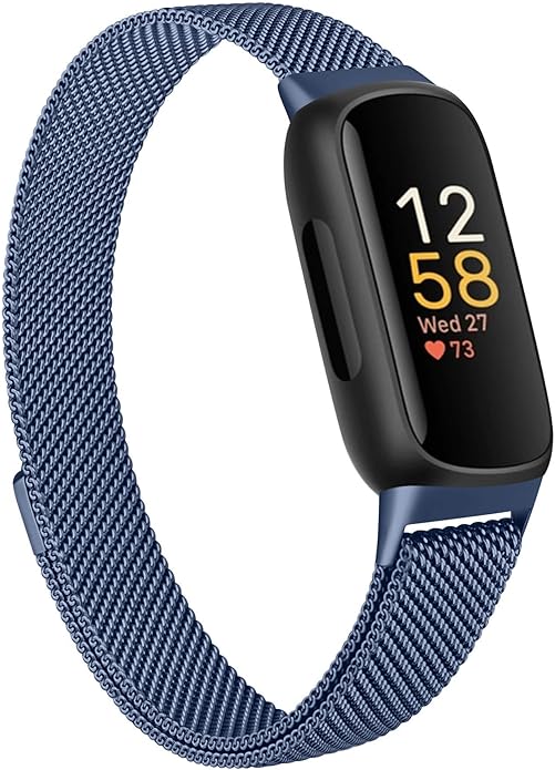 Amzpas band for Fitbit Inspire 3 Bands Women Men, Stainless Steel Mesh Loop Adjustable Magnetic Wristband Replacement Straps Compatible with Fitbit Inspire 3 Fitness Tracker