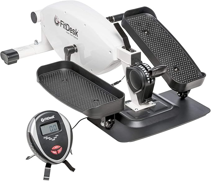 FitDesk Under Desk Bike Pedal Machine with Magnetic Resistance for Quiet, Fluid Motion - Adjustable Tension with Digital Performance Meter