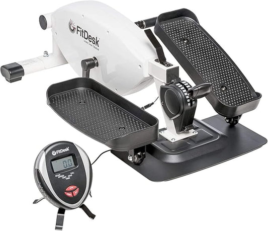 FitDesk Under Desk Bike Pedal Machine with Magnetic Resistance for Quiet, Fluid Motion - Adjustable Tension with Digital Performance Meter