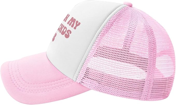 Put It On My Husband's Tab Drinking Trucker Hat - Funny Pink Trucker Hat for Women and Men