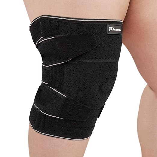 Plus Size Knee Brace for Women and Men, Innovative Cross-Pressure Adjustable Knee Support with Side Stabilizers for Meniscus Tears, Arthritis and Joint Pain Relief (5XL/6XL)