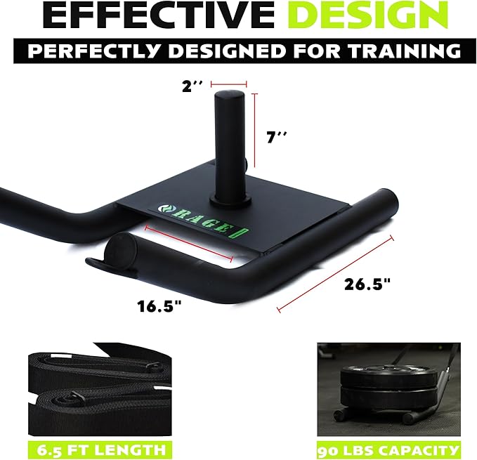 Speed Training Pull Sled, Workout Weight Sled for Upper Lower Body Speed & Strength Development, Endurance & Cardio Training, Helps Build Knee Strength, Compatible with 2" Weight Plates