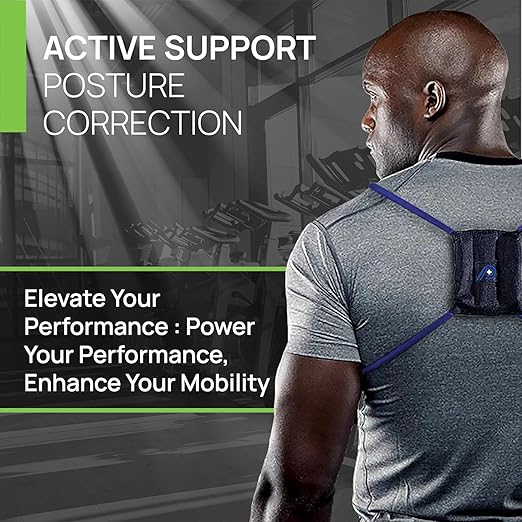 PRIMEKINETIX PostureMedic Dynamic Posture Brace for Neck and Back Support -For Enhanced Shoulder Alignment, Posture Improvement & Stretching-XL(Black)