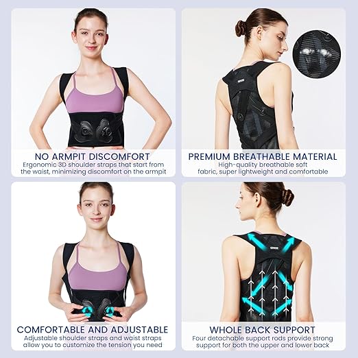 Back Brace Posture Corrector for Women & Men-Knob Adjustable Back Support Straightener-Upper and Lower Back Pain Relief-Scoliosis, Shoulder Posture Corrector- Neck Hump, Hunchback M(23"-30")