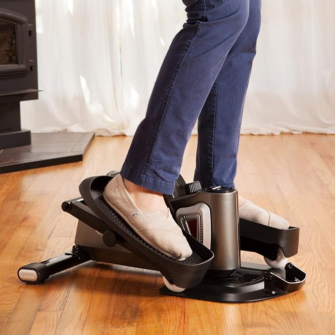 JFIT Mini Elliptical – Under Desk & Standing Workout, Compact, Quiet, Adjustable Resistance, LCD Monitor for Progress Tracking
