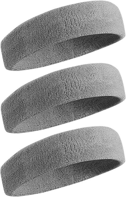 BEACE Sweatbands Sports Headband for Men & Women - Moisture Wicking Athletic Cotton Terry Cloth Sweatband for Tennis, Basketball, Running, Gym, Working Out
