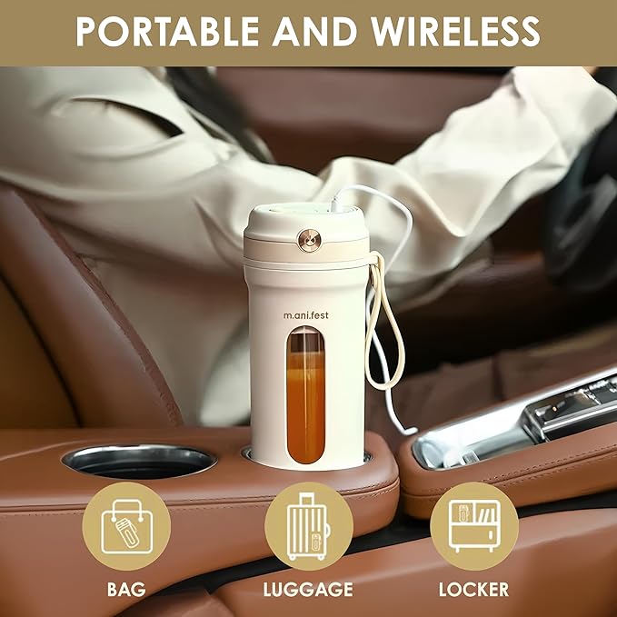 Portable Blender 350ml – USB Rechargeable Mini Juicer Cup with Type-C, Upgraded Motor, Personal Smoothie Maker for Travel, White