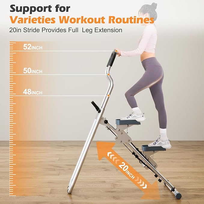 Vertical Climber Stair Stepper for Home, 300LBS Loading Capacity, Compact Folding Cardio Exercise Climber with Adjustable Step Range