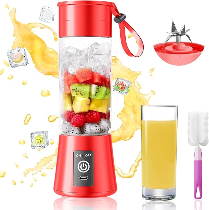 Personal Blender for Shakes and Smoothies - 2025 Upgraded 14 Oz Portable Blender with 6 Blades, Cordless & Type-C USB Rechargeable, BAP Free Juice Cup Freshly Squeezed for Picnic/Sprots