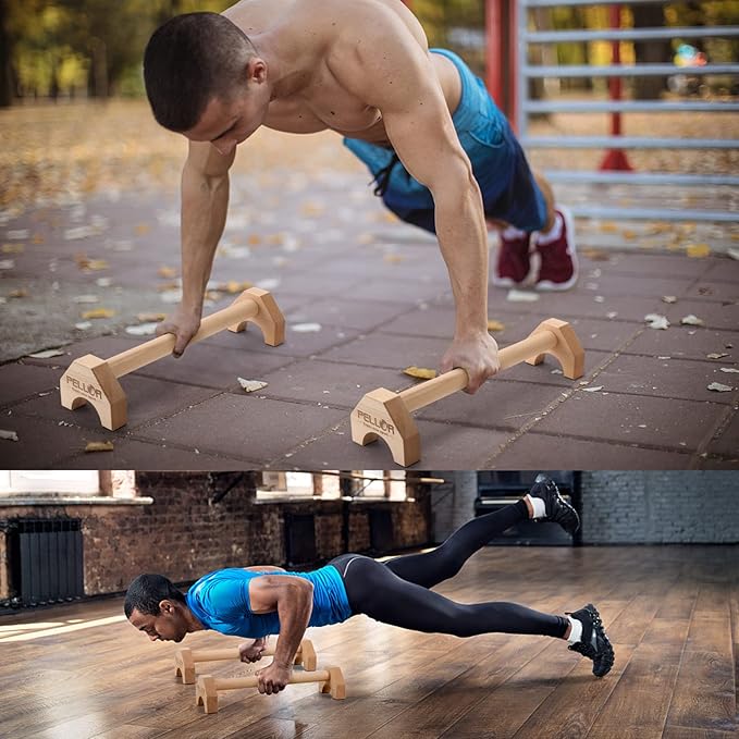 Pushup Stands - Wooden Push Up Bars Gym