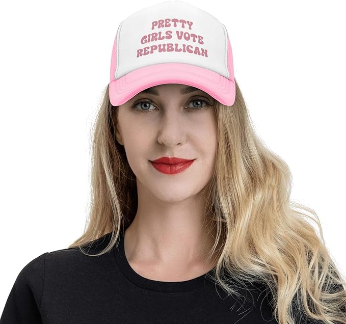 Put It On My Husband's Tab Drinking Trucker Hat - Funny Pink Trucker Hat for Women and Men