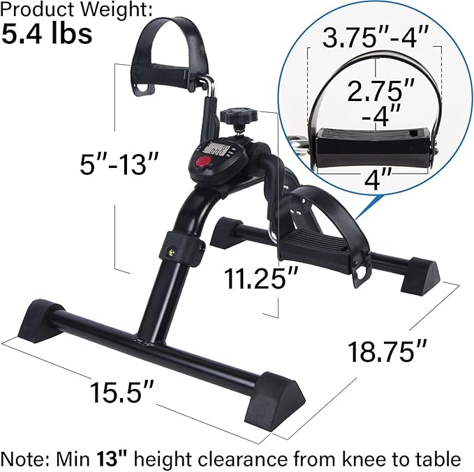 Vaunn Desk Bike Pedal Exerciser with Electronic Display for Indoor Physical Therapy