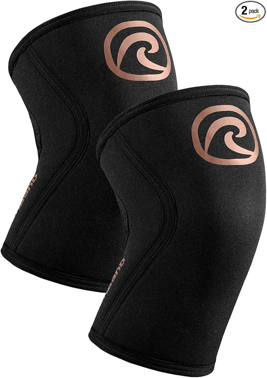 Rehband 5mm Knee Sleeves for Functional Training, Cross-Training & Powerlifting, Weightlifting Knee Support made of Neoprene, Unisex, Colour:Copper/Black - 1 Pair, Size:Small
