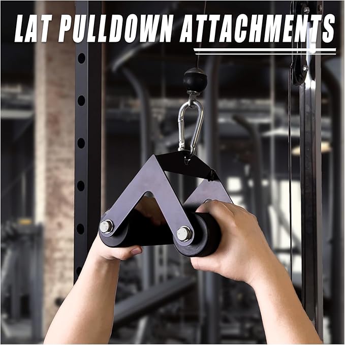 KORIKAHM Arm Wrestling Handles, Fat Armwresting Training Equipment LAT Pulldown Attachments D Handle, V Bar Cable Machine Attachments, Gym Handles for Forearm, Wrist Strength Training Equipment