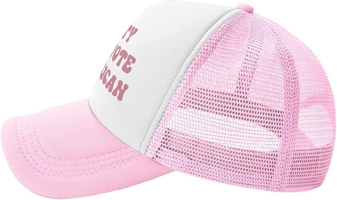 Put It On My Husband's Tab Drinking Trucker Hat - Funny Pink Trucker Hat for Women and Men