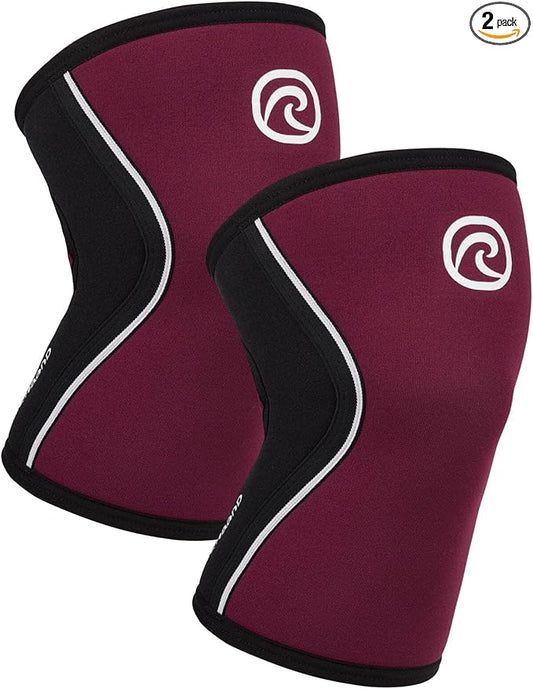 Rehband 5mm Knee Sleeves for Functional Training, Cross-Training & Powerlifting, Weightlifting Knee Support made of Neoprene, Unisex, Colour:Burgundy - 1 Pair, Size:X-Small