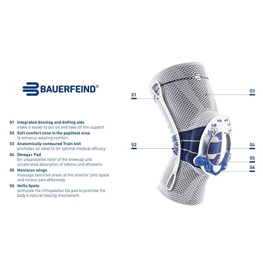 Bauerfeind GenuTrain Knee Support Brace (New Version) - Targeted Support for Pain Relief & Stabilization for Weak, Swollen & Injured Knees & Arthritis - Size 3C, Comfort - Color Nature