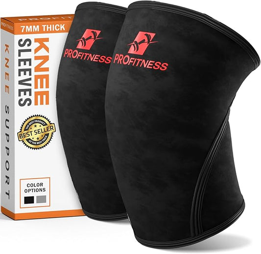 ProFitness Knee Sleeves Weightlifting Men & Women - 7mm Thick Premium Neoprene Weight Lifting Knee Sleeve for Women & Men Ideal for Squats, Powerlifting & Deadlift | Squat Knee Sleeves for Men & Women