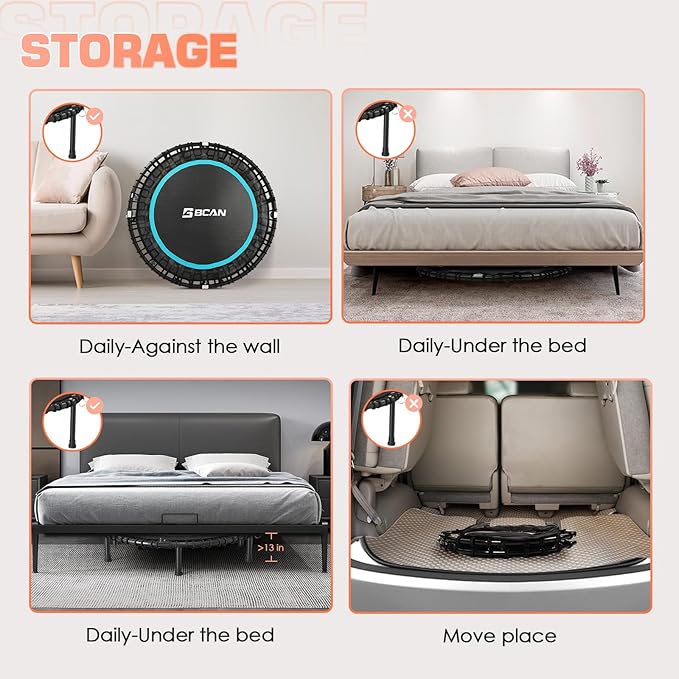 BCAN 450/550 LBS Foldable Mini Trampoline 40"/48" Fitness