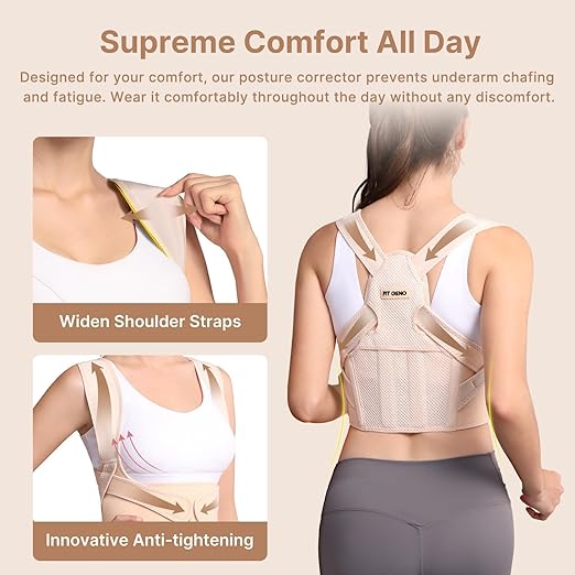 Posture Corrector for Women and Men: Improve Posture Correct Hunchback Slouching Invisible Under Clothes - Adjustable Lightweight Upper Back Brace for Neck Shoulder & Upper Back Pain Relief (M/L Under Bust 32"-45")