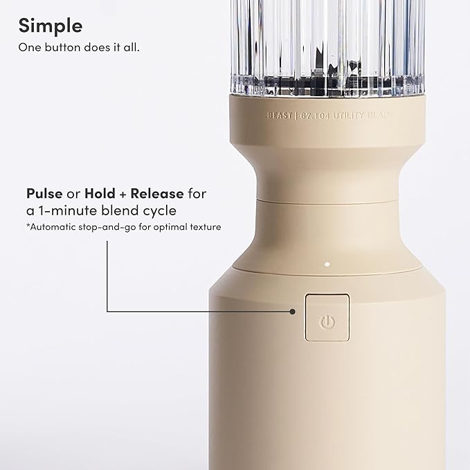 Beast Mighty 850 Plus | Premium Compact Personal Blender | Smoothies, Shakes, Dressings, Sauces | Blends Ice and Frozen Fruit | New XL Vessel | Extra Vessels, Lids and Straws | 850W (Sand)