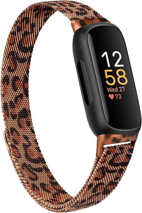 Amzpas band for Fitbit Inspire 3 Bands Women Men, Stainless Steel Mesh Loop Adjustable Magnetic Wristband Replacement Straps Compatible with Fitbit Inspire 3 Fitness Tracker