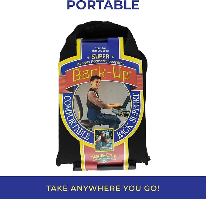 Back-Up with CushShins Back Support and Posture Corrector Turns to Convertible Pouch Bag (Navy)