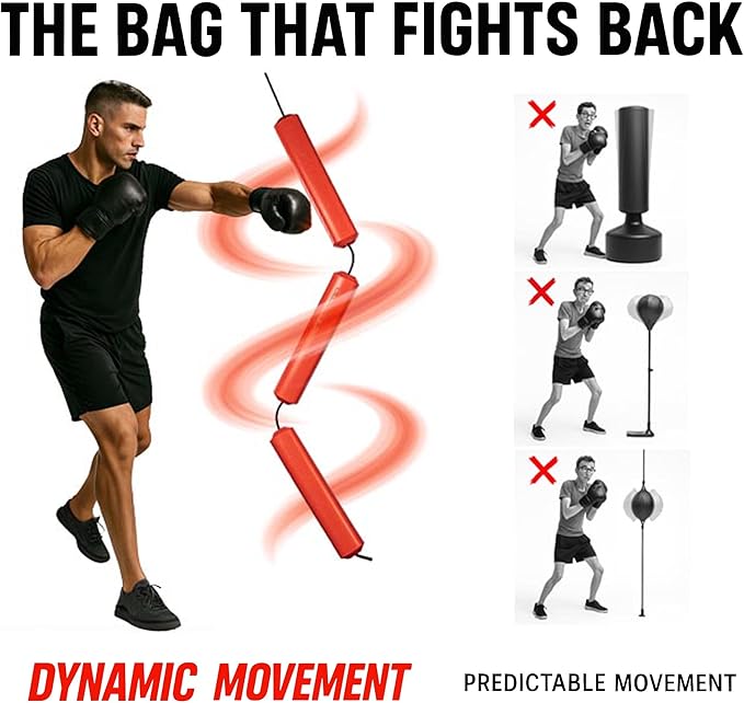 Jukestir® Punching Bag with Dynamic Motion, Better Footwork Than Double End Bag, Speed Bags for Boxing, More Agility Than Heavy Bag, Reflex Bag Boxing, Great MMA Workout at Home, Used by Pros