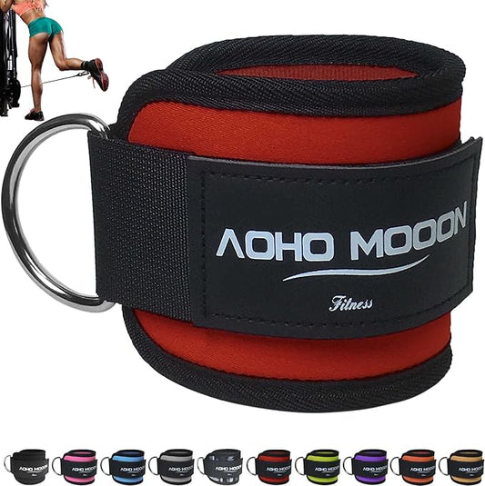Comfortable Adjustable Padded Ankle Wrist Cuffs Neoprene Padded Straps D-Ring Glute Kickback for Cable Machine, Ideal for Glutes Exercises