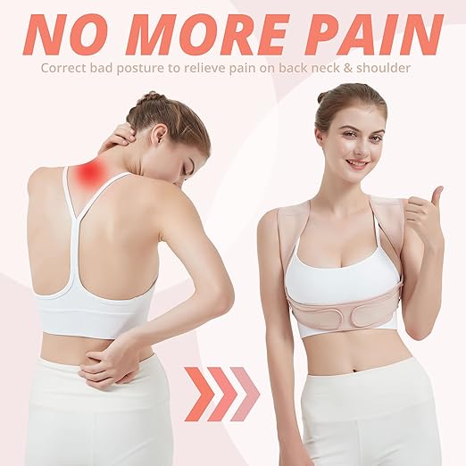 Posture Corrector for Women and Men, Adjustable Upper Back Brace for Posture Hunchback Support and Providing Pain Relief from Neck, Shoulder, and Upper Back (Small/Medium)