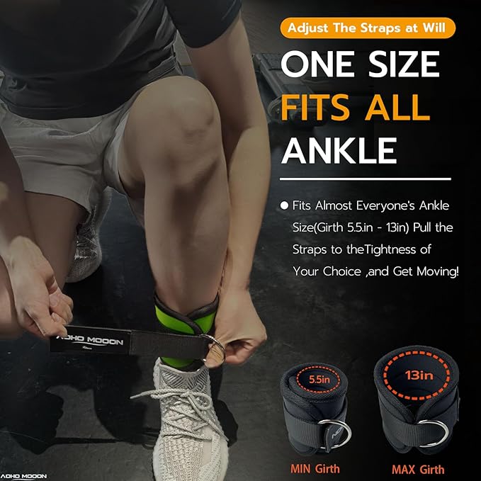Comfortable Adjustable Padded Ankle Wrist Cuffs Neoprene Padded Straps D-Ring Glute Kickback for Cable Machine, Ideal for Glutes Exercises