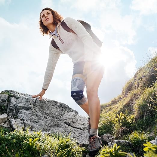 Bauerfeind - GenuTrain - Knee Brace - Targeted Support for Pain Relief and Stabilization of The Knee, Provides Relief of Weak, Swollen, and Injured Knees- Size 3 - Color Titanium