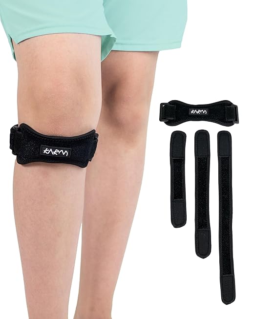 KARM Kids Knee Brace Strap - Osgood Schlatter Knee Brace Youth for Kids, Child - Patellar Tendon Support Patella Band for Pain, Sports, Basketball with 3 Length Adjustable Straps (Single, Black)