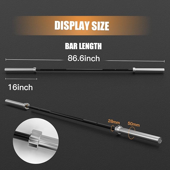 Olympic Barbell Weight Bar for Weightlifting 7ft/6ft/5ft for 500lbs/400lbs/330lbs Weight